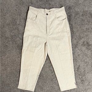 Vintage Bill Blass Linen Blend Capri Pants Womens Size 12 Beige